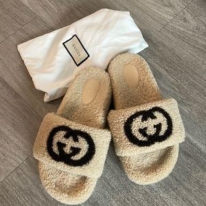 Gucci Winter Fluffy Slipper Women 39 8.5